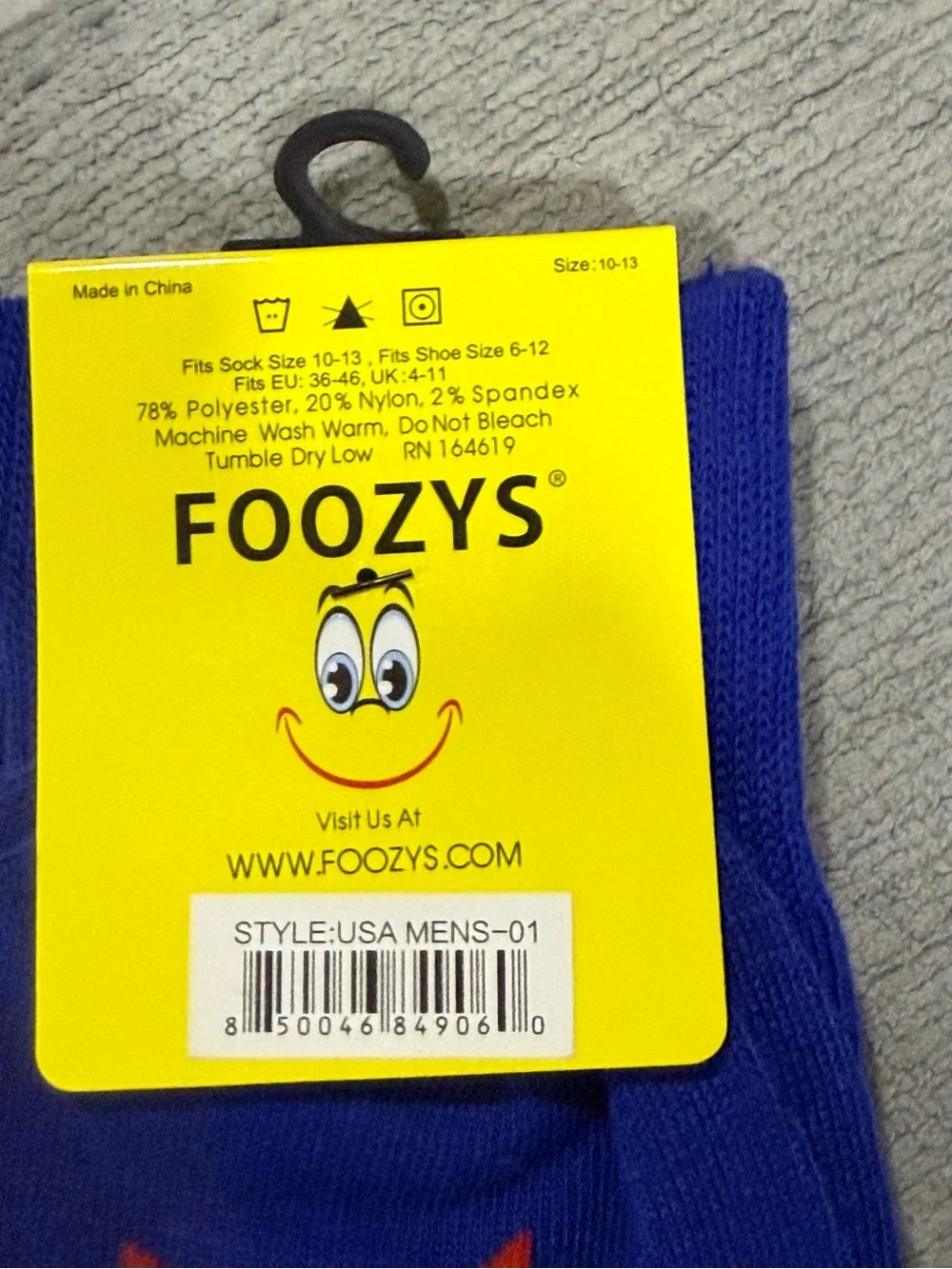 Foozys 2 Men’s Blue USA Crew Socks. “Serious socks, for not so serious people.”
